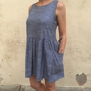nooworks big pocket chambray dress / size small